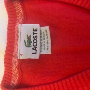 Orange Lacoste V-Neck Sweater